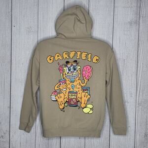 H&M Garfield Tan Graphic Hoodie Kids 16-18 Junk Food Cartoon Sweatshirt